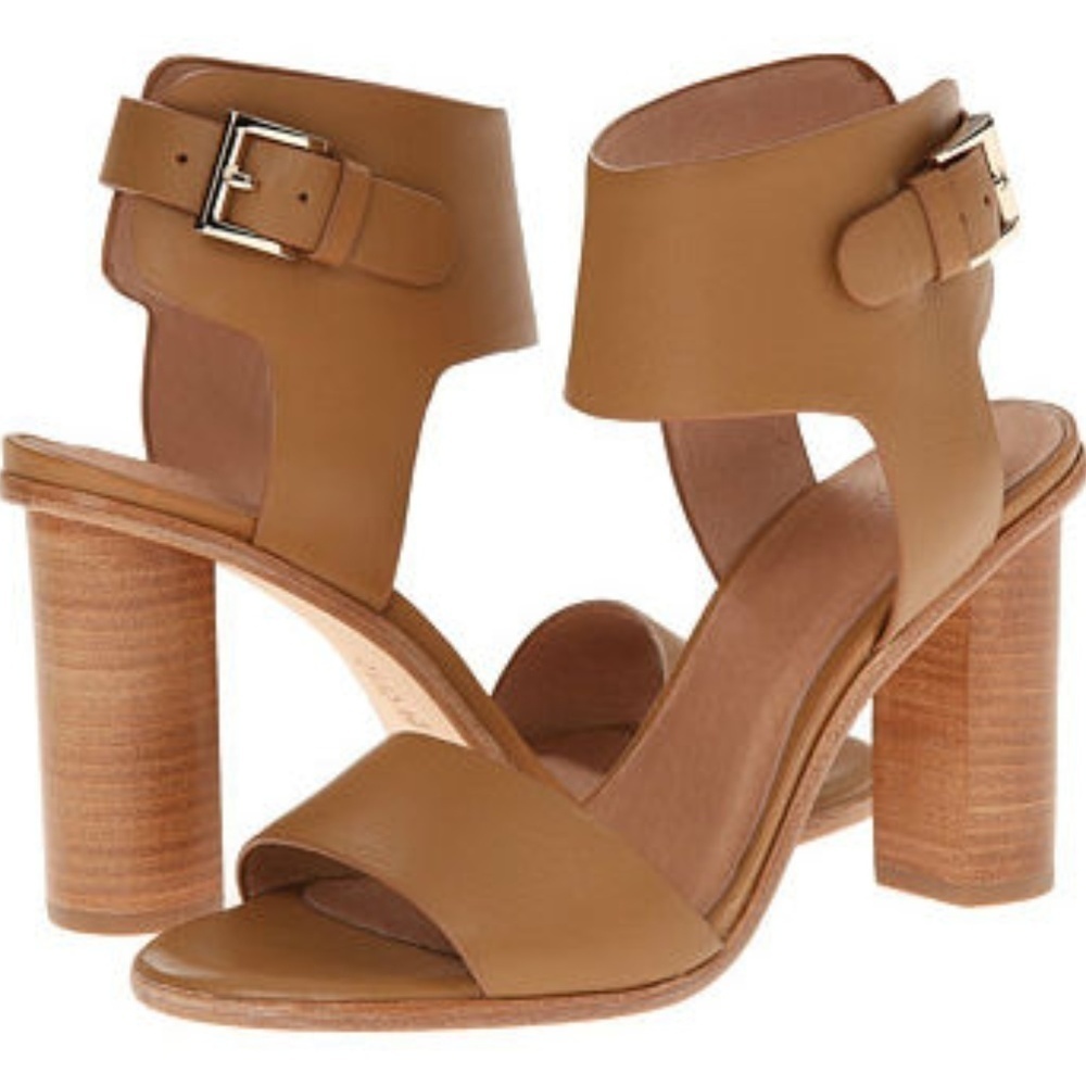 Joie Opal Brown Leather Open Toe Heel Shoes